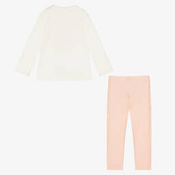 لا بيرلا-شورت قطن جيرسي لون زهري وعاجي للبنات | Childrensalon Outlet