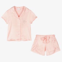 La Perla-Girls Pink Silk Short Pyjamas | Childrensalon Outlet