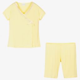لا بيرلا-بيجاما شورت مودال جيرسي لون أصفر باهت للبنات | Childrensalon Outlet