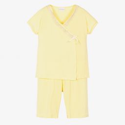 لا بيرلا-بيجاما شورت مودال جيرسي لون أصفر باهت للبنات | Childrensalon Outlet