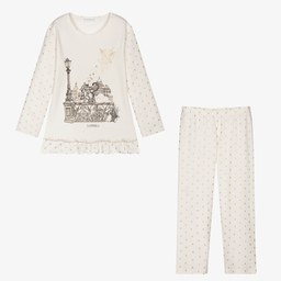 La Perla-Ivory Cotton Hearts Pyjamas | Childrensalon Outlet
