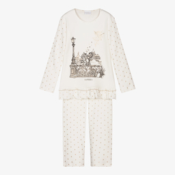 La Perla-Ivory Cotton Hearts Pyjamas | Childrensalon Outlet