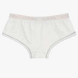 La Perla-Ivory Cotton Logo Knickers | Childrensalon Outlet