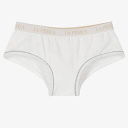 La Perla-Ivory Cotton Logo Knickers | Childrensalon Outlet