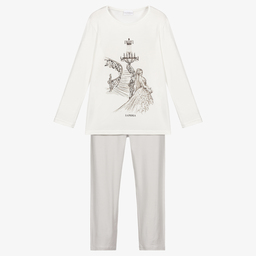 La Perla-Ivory & Grey Modal Pyjamas | Childrensalon Outlet