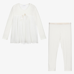 لا بيرلا-بيجاما مودال جيرسي لون عاجي للبنات | Childrensalon Outlet