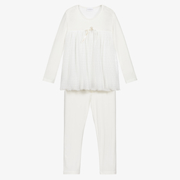 لا بيرلا-بيجاما مودال جيرسي لون عاجي للبنات | Childrensalon Outlet