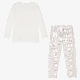 لا بيرلا-بيجاما ميكرومودال جيرسي لون عاجي للبنات | Childrensalon Outlet