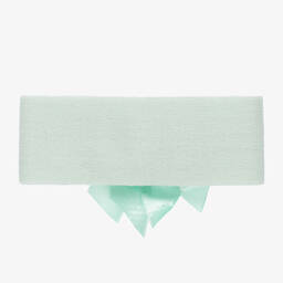 La Perla-Mint Green Wool Bow Headband | Childrensalon Outlet