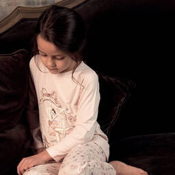 لا بيرلا-بيجاما مودال جيرسي لون زهري باهت للبنات | Childrensalon Outlet