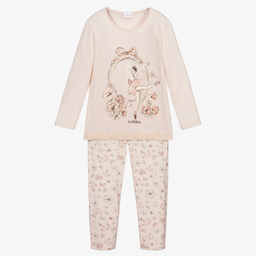 لا بيرلا-بيجاما مودال جيرسي لون زهري باهت للبنات | Childrensalon Outlet