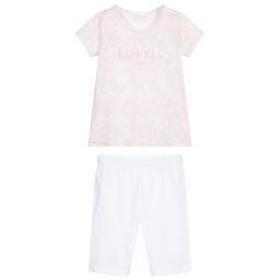 لا بيرلا-بيجاما قطن لون زهري و أبيض للبنات | Childrensalon Outlet