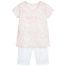 لا بيرلا-بيجاما قطن لون زهري و أبيض للبنات | Childrensalon Outlet