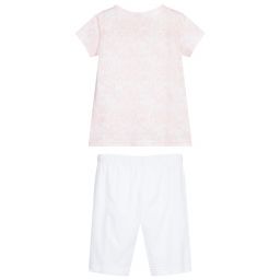 لا بيرلا-بيجاما قطن لون زهري و أبيض للبنات | Childrensalon Outlet