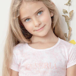 لا بيرلا-بيجاما قطن لون زهري و أبيض للبنات | Childrensalon Outlet