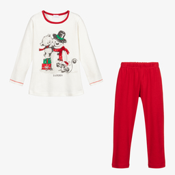 لا بيرلا-بيجاما قطن لون عاجي وأحمر للبنات | Childrensalon Outlet