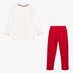 لا بيرلا-بيجاما قطن لون عاجي وأحمر للبنات | Childrensalon Outlet
