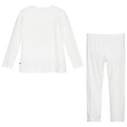 لا بيرلا-بيجاما مودال جيرسي لون أبيض وأسود للبنات | Childrensalon Outlet