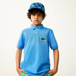 لاكوست-توب بولو قطن عضوي لون أزرق للأولاد | Childrensalon Outlet