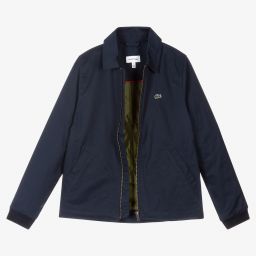 لاكوست-Boys Blue Cotton Jacket | Childrensalon Outlet
