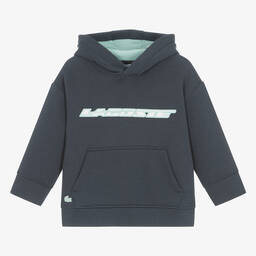 Lacoste-Boys Blue Cotton Jersey Hoodie | Childrensalon Outlet