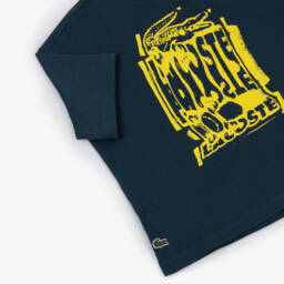 Lacoste-Boys Blue Crocodile Cotton Tee | Childrensalon Outlet