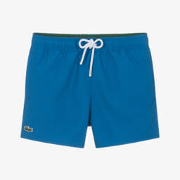 Lacoste-Boys Blue Crocodile Swim Shorts | Childrensalon Outlet