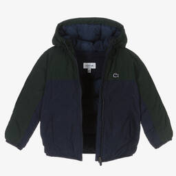 Lacoste-Boys Blue & Green Padded Jacket | Childrensalon Outlet
