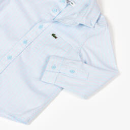 Lacoste-Boys Classic Blue Pinstripe Shirt | Childrensalon Outlet