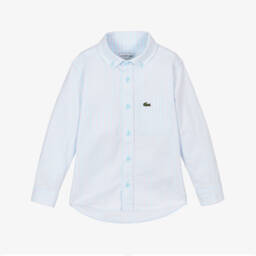Lacoste-Boys Classic Blue Pinstripe Shirt | Childrensalon Outlet