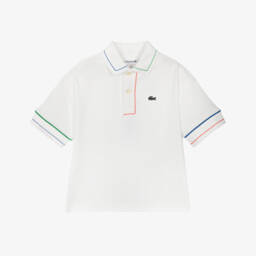 Lacoste-Boys Classic White Piqué Polo Top | Childrensalon Outlet