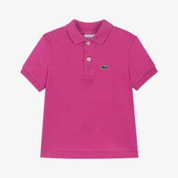 Lacoste-Boys Fuchsia Crocodile Polo Tee | Childrensalon Outlet