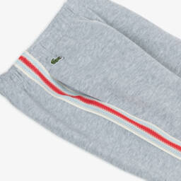 Lacoste-Boys Grey Cotton Joggers with Colorful Trim | Childrensalon Outlet