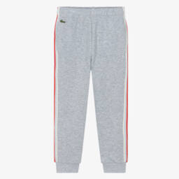 Lacoste-Boys Grey Cotton Joggers with Colorful Trim | Childrensalon Outlet