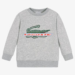 Lacoste Boys Grey Cotton Logo Sweatshirt Childrensalon Outlet