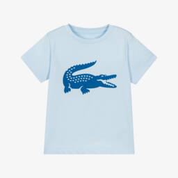 Lacoste-Boys Sky Blue Crocodile Emblem Tee | Childrensalon Outlet