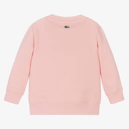 Lacoste-Girls Pink Cotton Logo Sweatshirt | Childrensalon Outlet