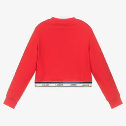 Lacoste-Girls Red Cotton Sweatshirt | Childrensalon Outlet