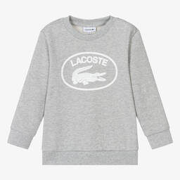 Lacoste-Grey Marl Cotton Sweatshirt | Childrensalon Outlet