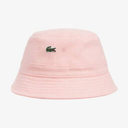 Lacoste-Pink Cotton Logo Bucket Hat | Childrensalon Outlet