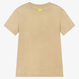 Lacoste-تيشيرت تينز ولادي قطن لون بيج | Childrensalon Outlet