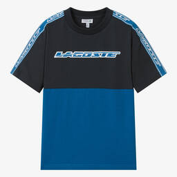Lacoste-Teen Boys Blue Cotton Racing Logo T-Shirt | Childrensalon Outlet