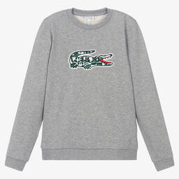 Lacoste-Teen Boys Grey Cotton Sweatshirt | Childrensalon Outlet