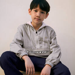 Lacoste-Teen Boys Grey Windbreaker Jacket | Childrensalon Outlet