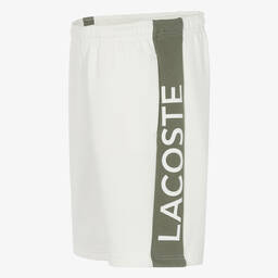 Lacoste-Teen Boys Ivory Cotton Colourblock Shorts | Childrensalon Outlet