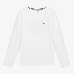 لاكوست-توب تينز ولادي قطن لون أبيض | Childrensalon Outlet