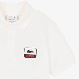 لاكوست-توب بولو تينز ولادي قطن بيكيه لون أبيض | Childrensalon Outlet