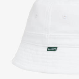 Lacoste-White Cotton Logo Bucket Hat | Childrensalon Outlet