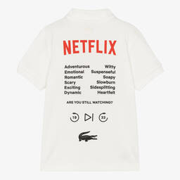 Lacoste-Белая хлопковая рубашка поло Netflix | Childrensalon Outlet