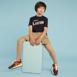 Lanvin-Beige Cargo Logo Shorts | Childrensalon Outlet